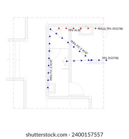 floor plan of dirty water piping