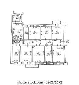 Floor plan. Drawing. Vector illustration on isolated background.