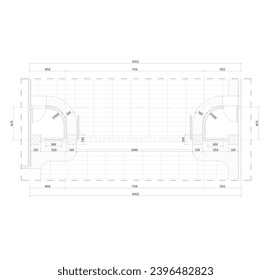 plano de planta desde la puerta de entrada o puerta principal con dos lados que tienen espacio para un almacén o baño