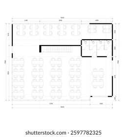 floor plan for a fast food restaurant building with interior and kitchen layout