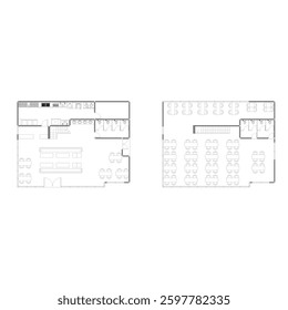 floor plan for a fast food restaurant building with interior and kitchen layout