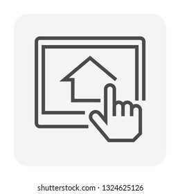 Floor plan or floorplan vector icon design in top view. That drawing consist of room, layout, door inside square house building. Architecture design by architect for  project, construction. 64x64 px.
