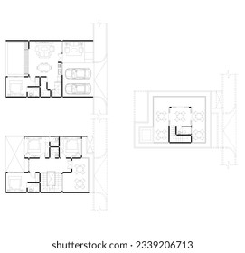 floor plan and furniture arrangement of villa or house