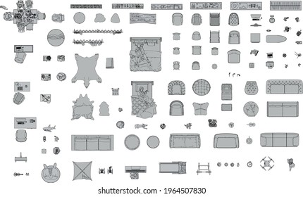 Floor plan furniture set vector illustration