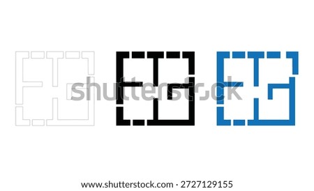 Floor plan house layout architecture blueprint home design icon set line, solid, and colourful dashed styles