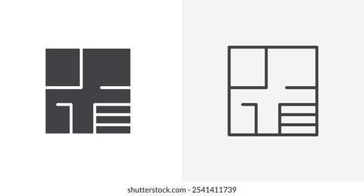 Ícone plano de piso plano e design de conjunto simples