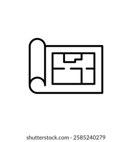 Floor plan icon Flat vector set outline