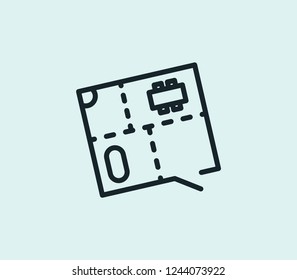 Floor plan icon line isolated on clean background. Floor plan icon concept drawing icon line in modern style. Vector illustration for your web mobile logo app UI design.