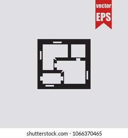 Floor plan icon in trendy isolated on grey background.Vector illustration.