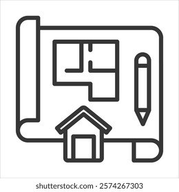 Floor Plan Icon Vector Illustration Outline