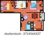 Floor Plan Interior Design House Top View Vector