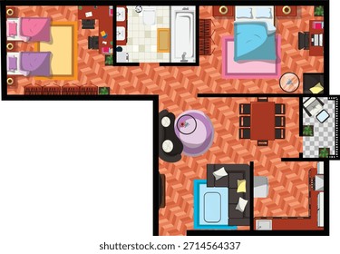 Planta de assoalho Design de interiores Casa Vista superior Vetor