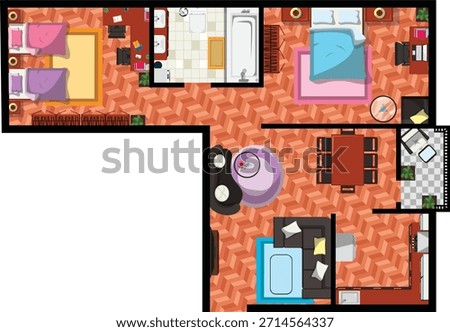 Floor Plan Interior Design House Top View Vector