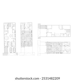 planta do piso de uma grande e luxuosa casa residencial de um andar com um plano interior apropriado e arranjo espacial com dimensões de quarto.