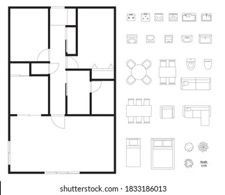 Floor plan layout set for condominiums and houses.