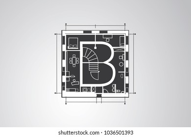 Floor plan with letter B