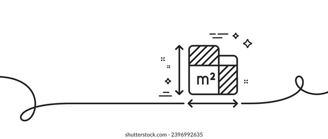 Floor plan line icon. Continuous one line with curl. Room dimension sign. House area measurement symbol. Floor plan single outline ribbon. Loop curve pattern. Vector