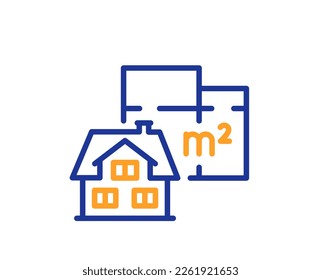 Floor plan line icon. House floorplan sign. Square meters of living space symbol. Colorful thin line outline concept. Linear style floor plan icon. Editable stroke. Vector