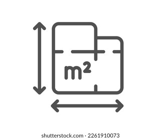 Icono de línea de plan de piso. Signo de dimensión de habitación. Símbolo de medición del área de la casa. Elemento de diseño de calidad. Icono de plan de piso de estilo lineal. Trazo editable. Vector