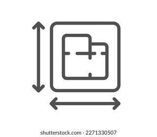 Icono de línea de plan de piso. Signo de dimensión de habitación. Símbolo de medición del área de la casa. Elemento de diseño de calidad. Icono de plan de piso de estilo lineal. Trazo editable. Vector