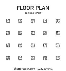Symbol für die Linie des Bodenplans festgelegt. Sammlung moderner Zeichen für Webdesign und mobile App. Piktogramme im Haus. Schwarzes Symbol auf weißem Hintergrund. Sammlung des hochwertigen Rahmenlogos
