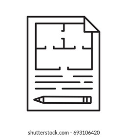 Floor plan linear icon. Thin line illustration. Flat blueprint. Contour symbol. Vector isolated outline drawing