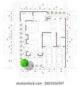 floor plan of a luxury residence with detailed dimensional sketches