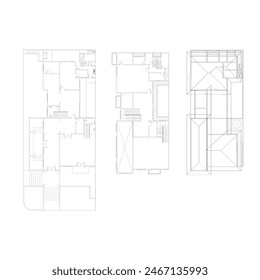 floor plan of a magnificent and luxurious residence with three floors