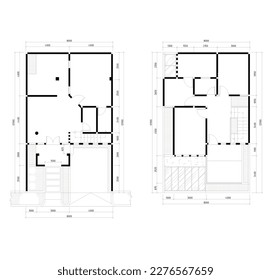 the floor plan of a minimalist residence is equipped with room dimensions for the right room composition