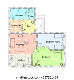 Floor plan of a modern apartment. 2d vector plan. Architectural blueprint.