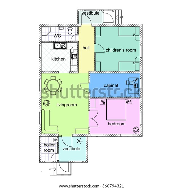 Floor Plan Modern Apartment 2d Vector Stock Vector Royalty Free 360794321