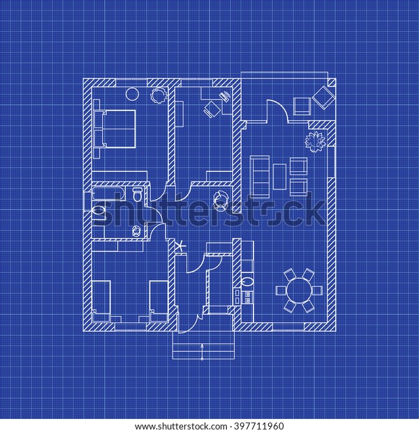 Floor Plan Modern Apartment On Graph Stock Vector (Royalty Free) 397711960