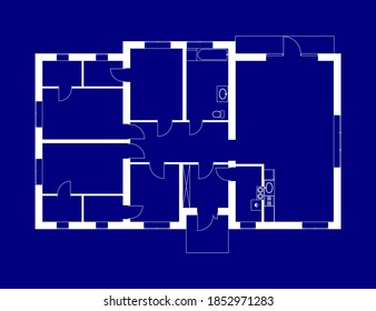 Floor plan of a modern apartment. Vector blueprint for your design. Architectural background.