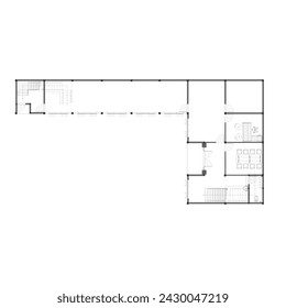 The floor plan of the office is equipped with furniture arrangement