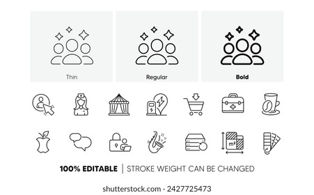 Floor plan, Organic waste and Coffee cup line icons. Pack of Circus tent, Palette, Chat message icon. Jazz, Hospital nurse, Recovery server pictogram. User, Squad, Charging station. Line icons. Vector