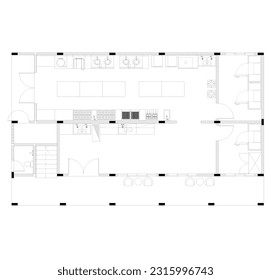 plano de planta de una cocina o restaurante público cocina especial