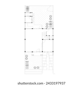 floor plan of a residential house with a fairly large yard