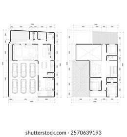 floor plan of a residential house with a garage large enough for 6 cars