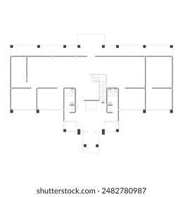 Plan de piso de una casa residencial con un grueso boceto de pared negra para formar la habitación