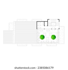 Bodenplan von der DachDachdecke mit Grünland