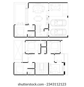 floor plan of the rooms in a building or house or villa