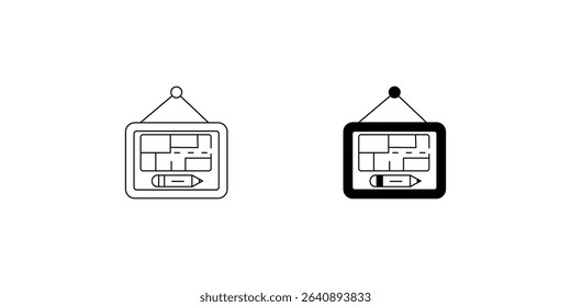 floor plan set icon with white background vector stock illustration