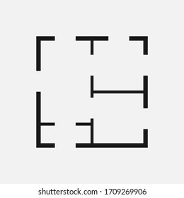 Floor plan simple flat vector icon isolated on white background.