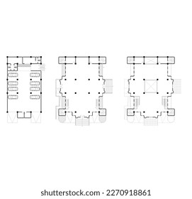 boceto de plan de planta de una mezquita de 3 pisos