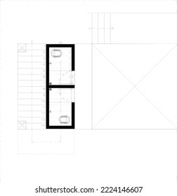 floor plan sketch of the bathroom under the stairs
