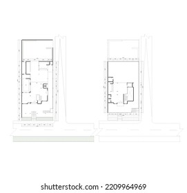 Floor Plan Sketch Of A Building Or House At A Fork In The Road