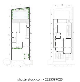 floor plan sketch of a house that has a swimming pool and sketched with dimensions