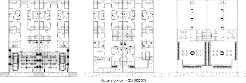 floor plan sketch for an inn that has two floors and has a rooftop