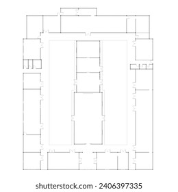 floor plan sketch of a large building for an apartment, office, or business premises