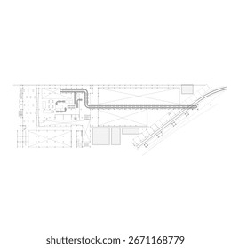 esboço de planta baixa de uma fábrica grande